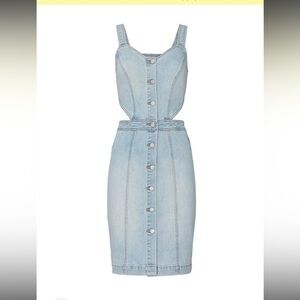 Stylish Denim Button-Down Dress cutout blank nyc wake me up spring classic boho